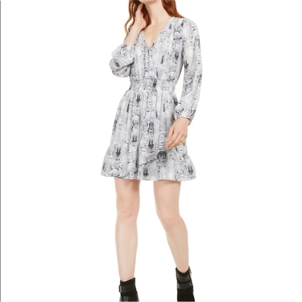 19 Cooper Women's Snake print Embossed Fit & Flare Dress Gray Size M